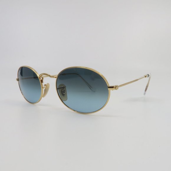 Ray-Ban RB 3547 001/3M 51mm Oval Gold Metal/Blue Glass Unisex New Sunglasses - Picture 4 of 8
